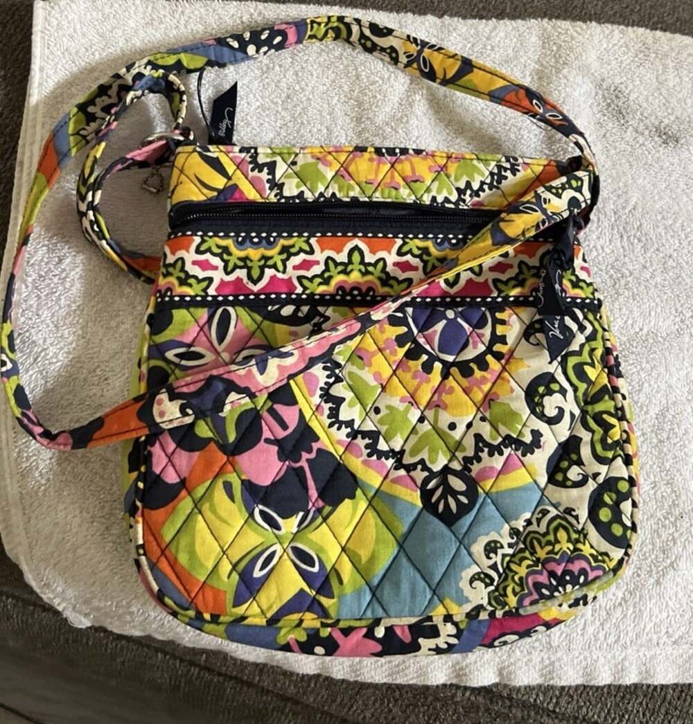 Vera Bradley Triple Zip Hipster Crossbody Bag Purse Rio Boho Print 12” X 11”